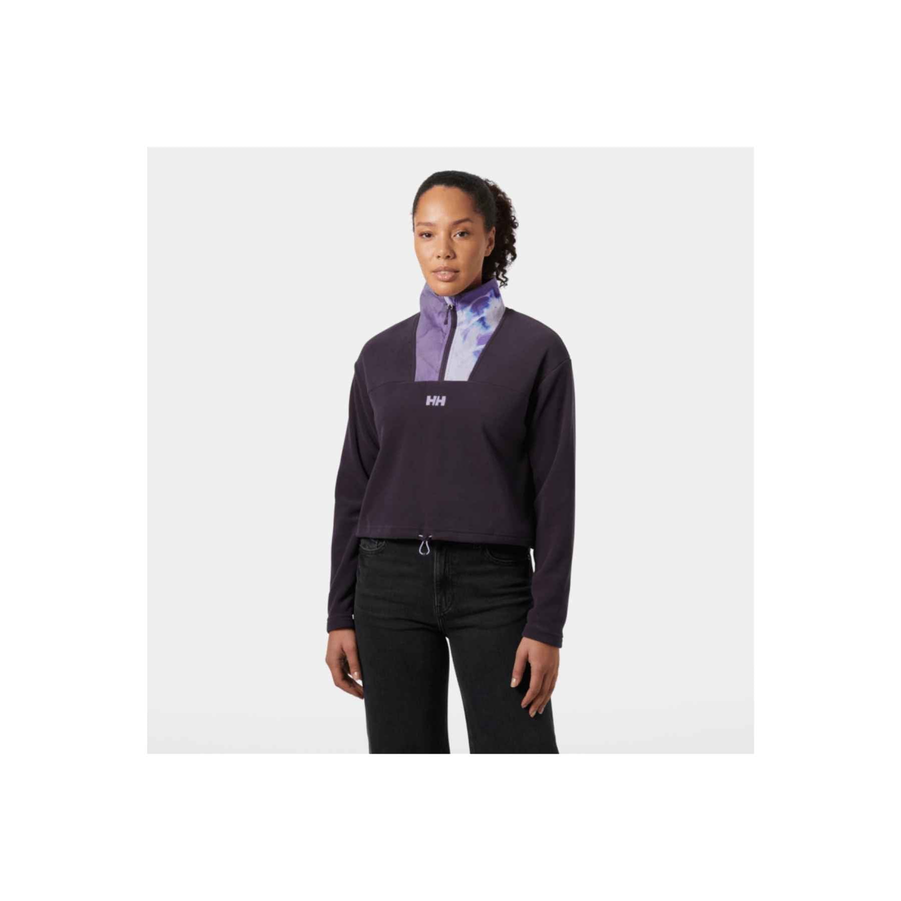 Helly Hansen W Daybreaker Cropped Fleece in Black Grape