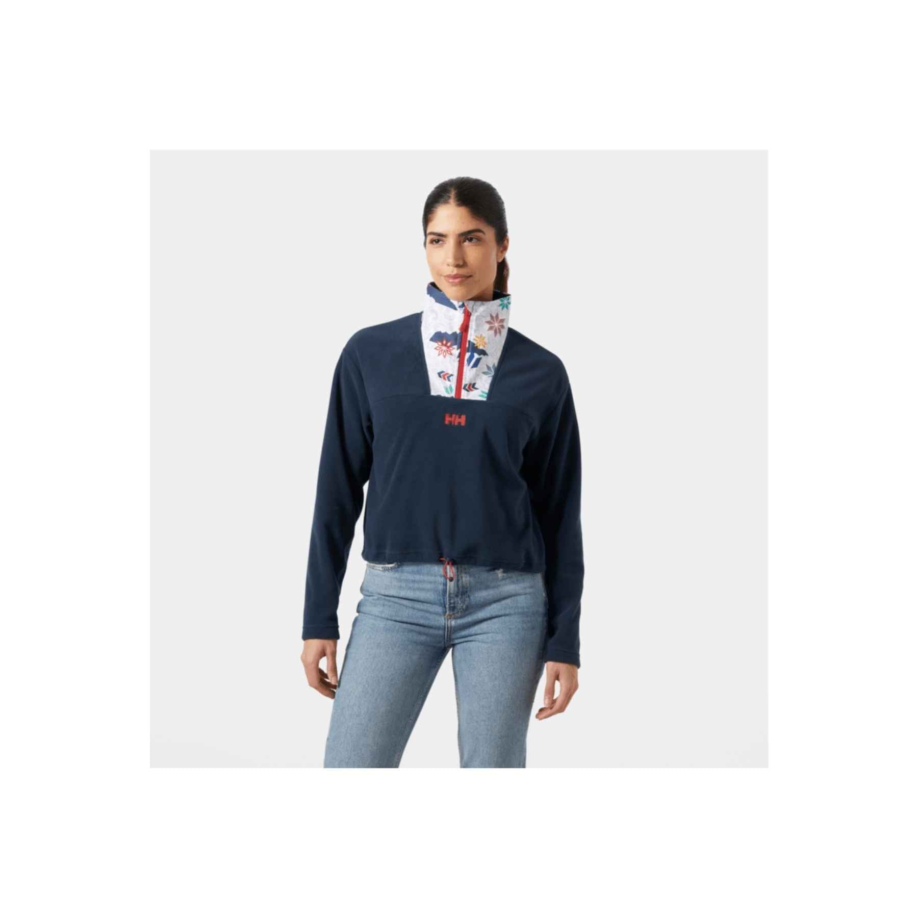Helly Hansen W Daybreaker Cropped Fleece in Navy Cortina