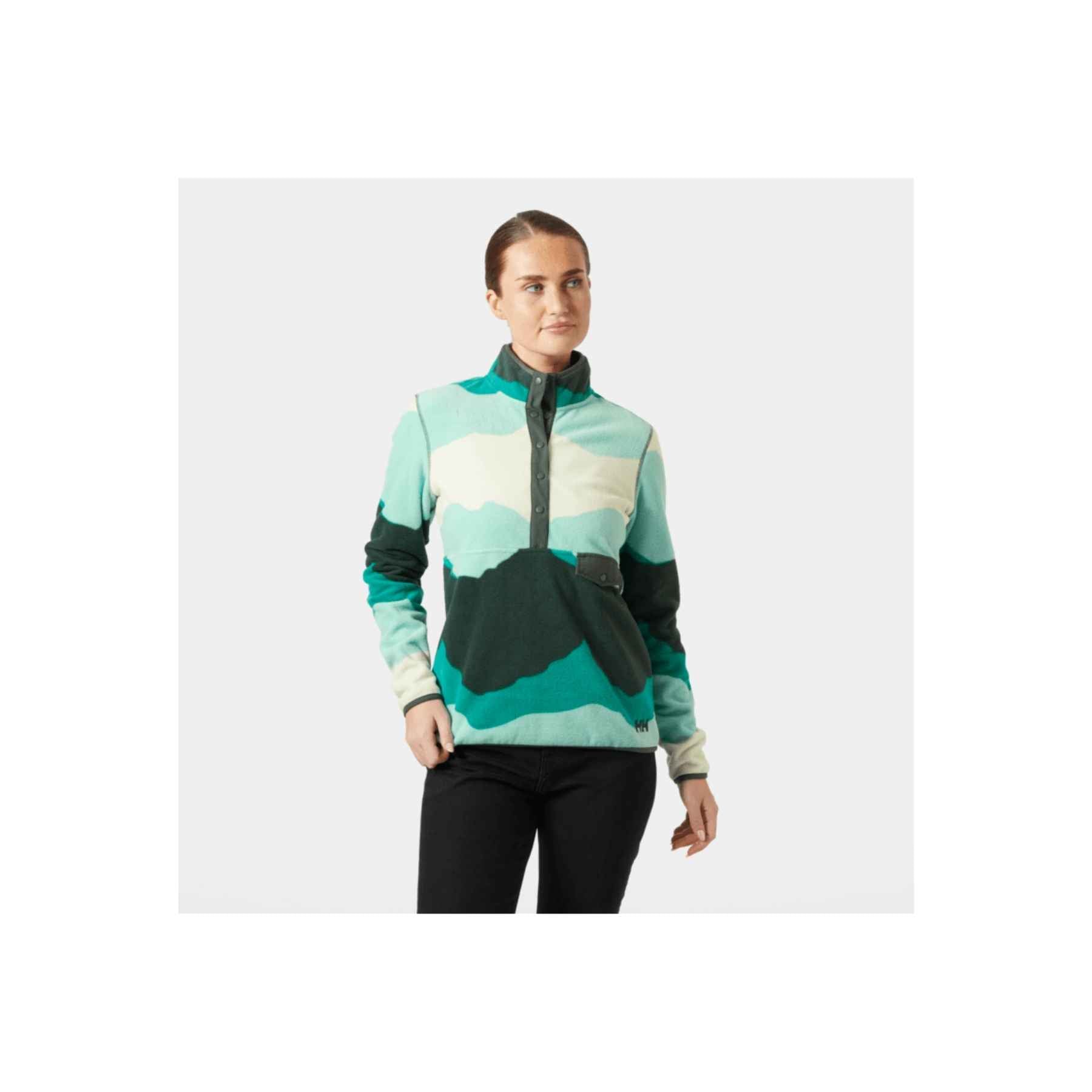 Helly Hansen W Maridalen Printed Fleece in Lagoon Mountain Peak