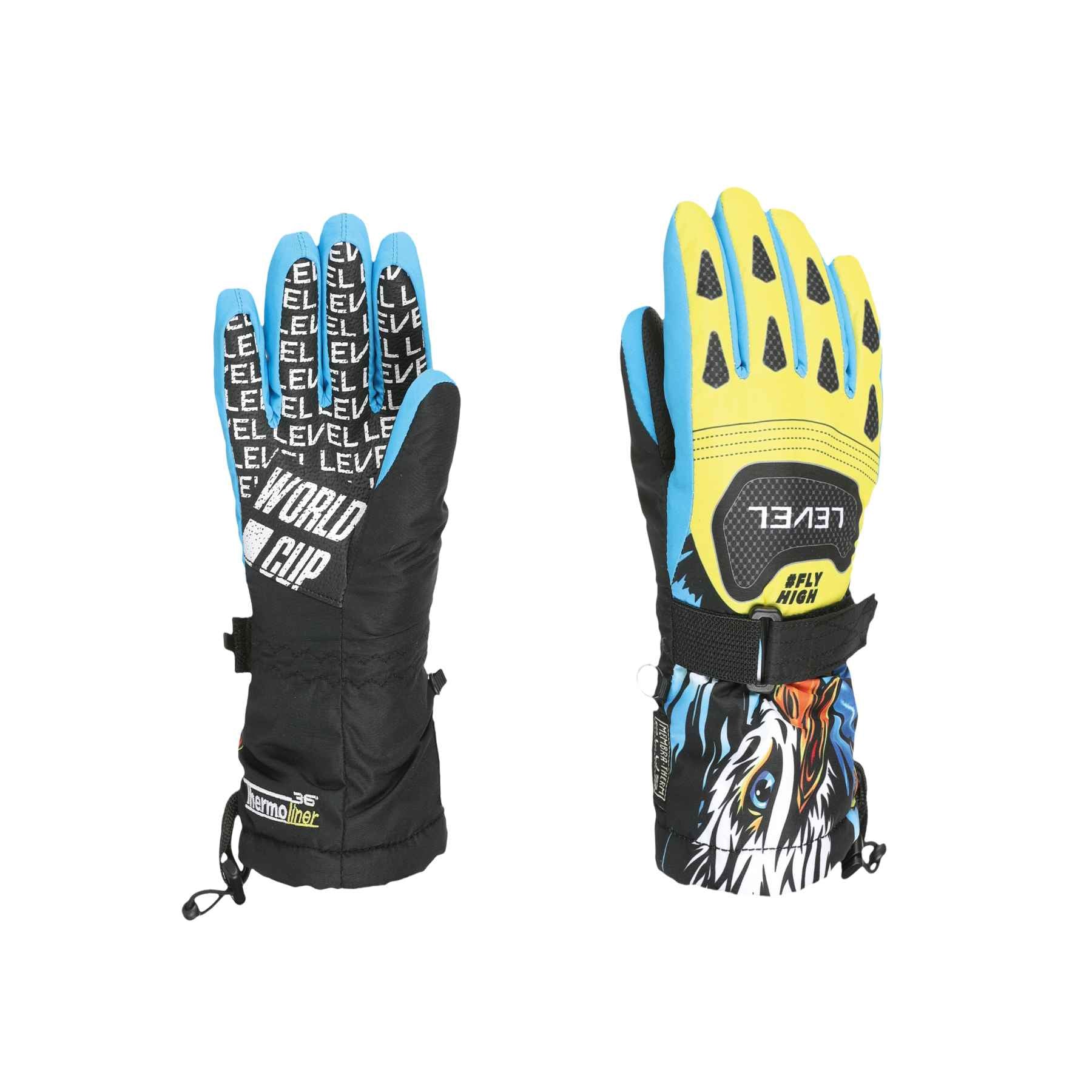 Level Junior Gloves in Yellow-Blue