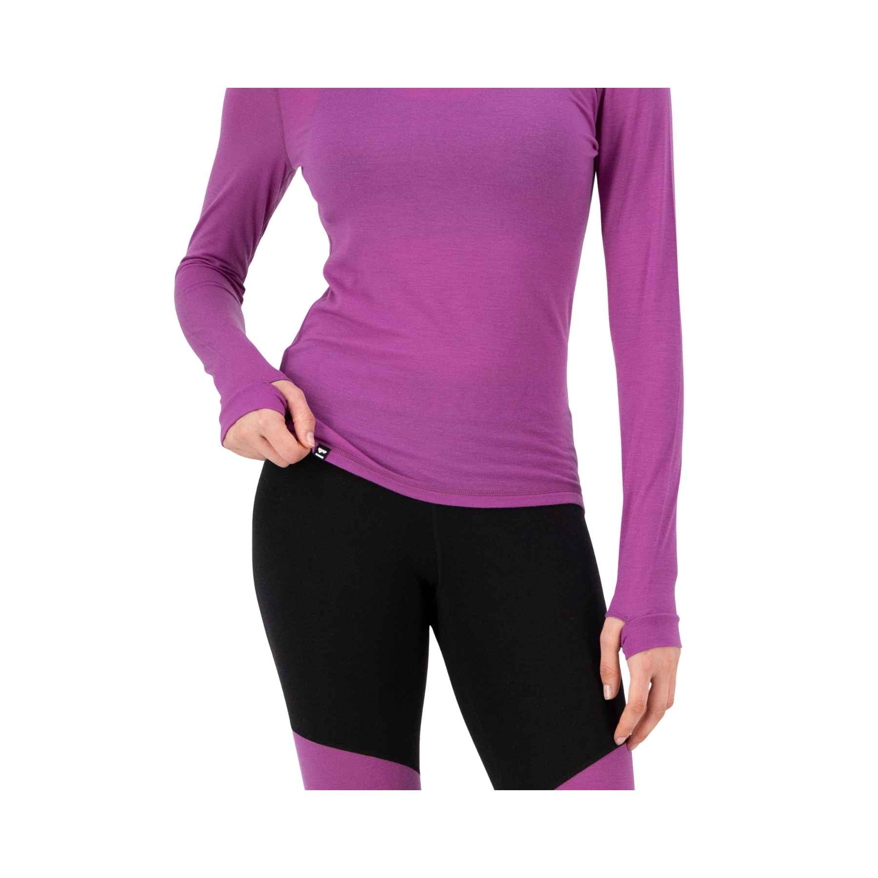 Mons Royale Cascade Merino Mock Neck in Purple Bolt