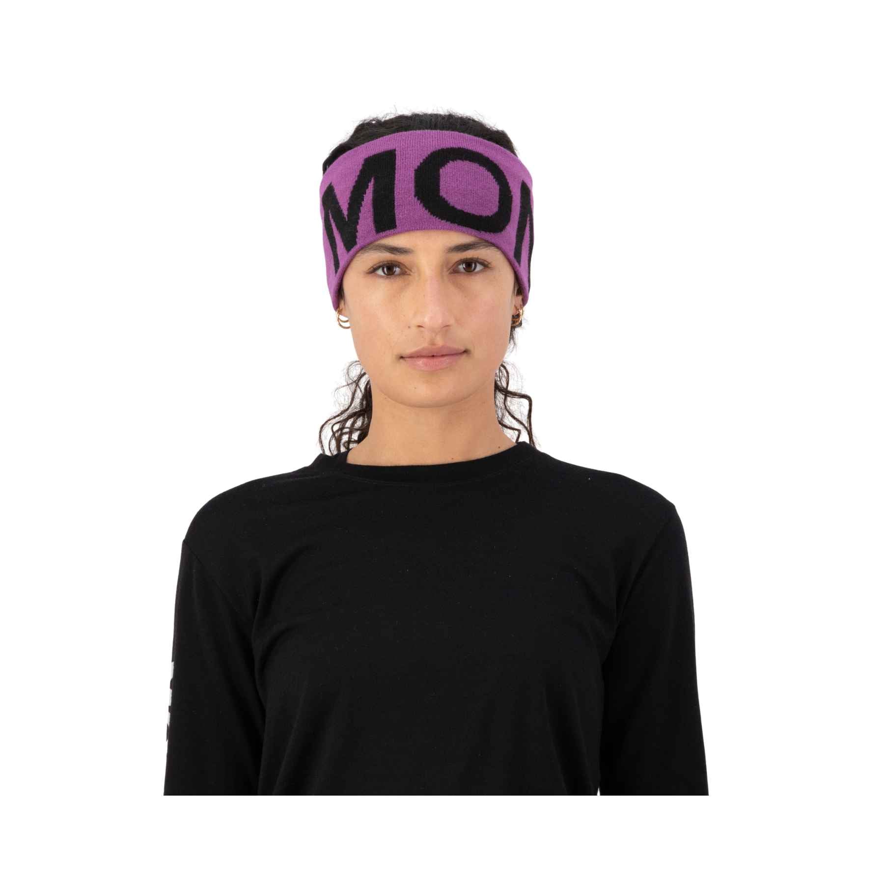 Mons Royale Arcadia Merino Headband in Purple Bolt/Black