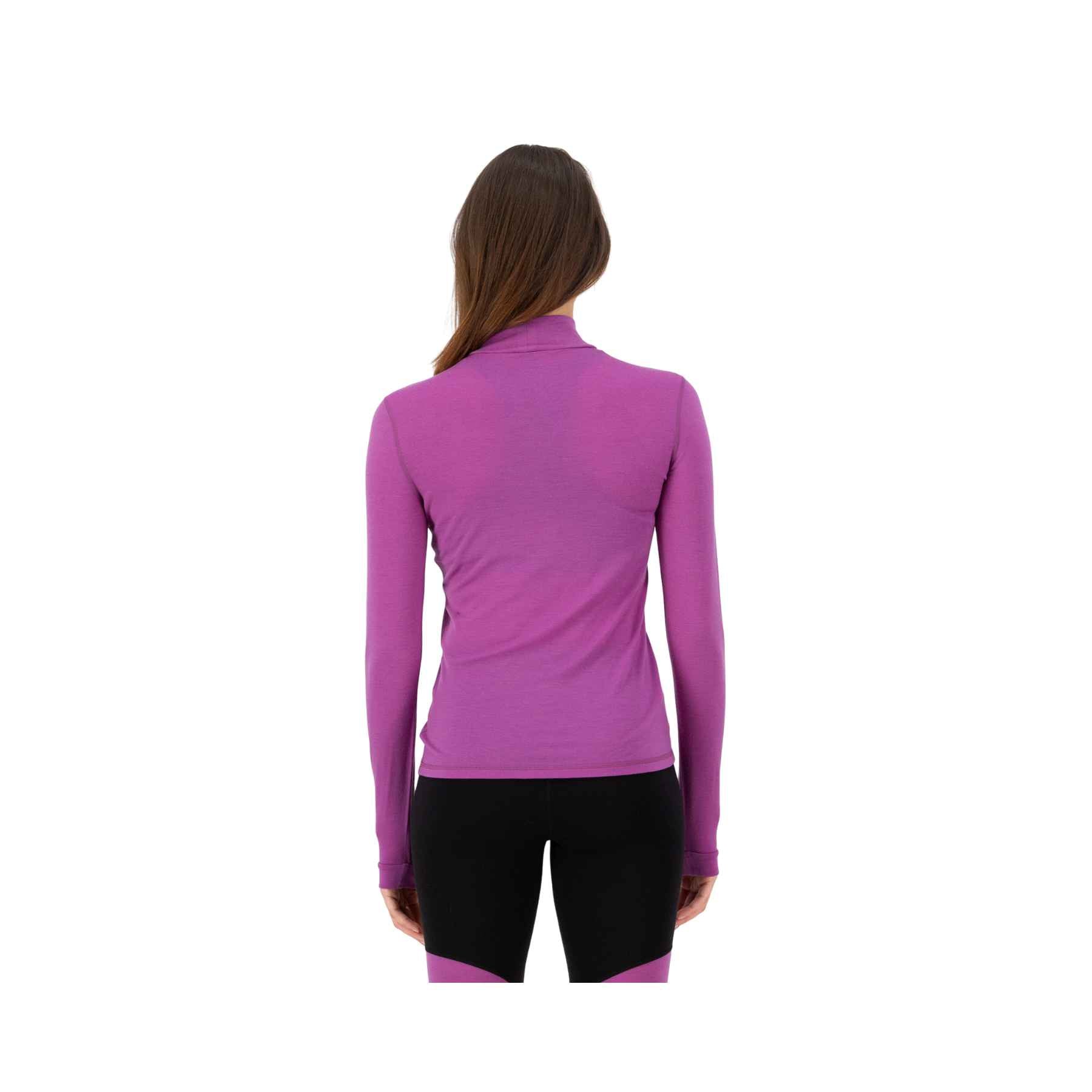 Mons Royale Cascade Merino Mock Neck in Purple Bolt