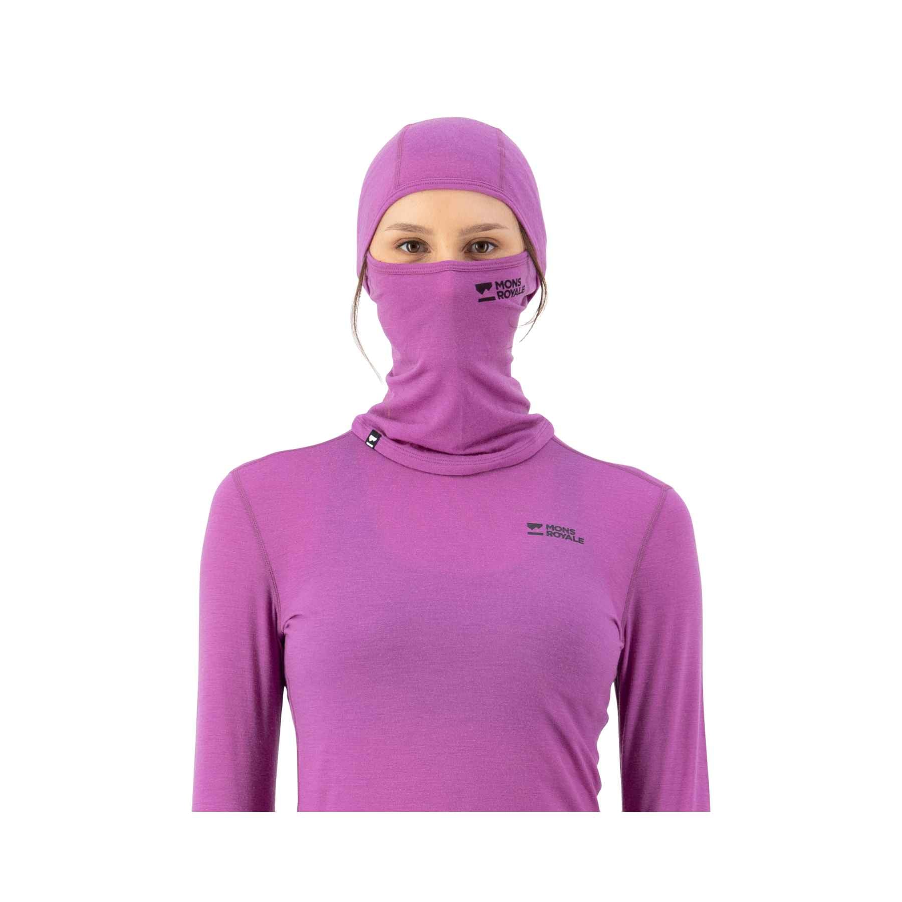 Mons Royale Santa Rosa Merino Balaclava in Purple Bolt