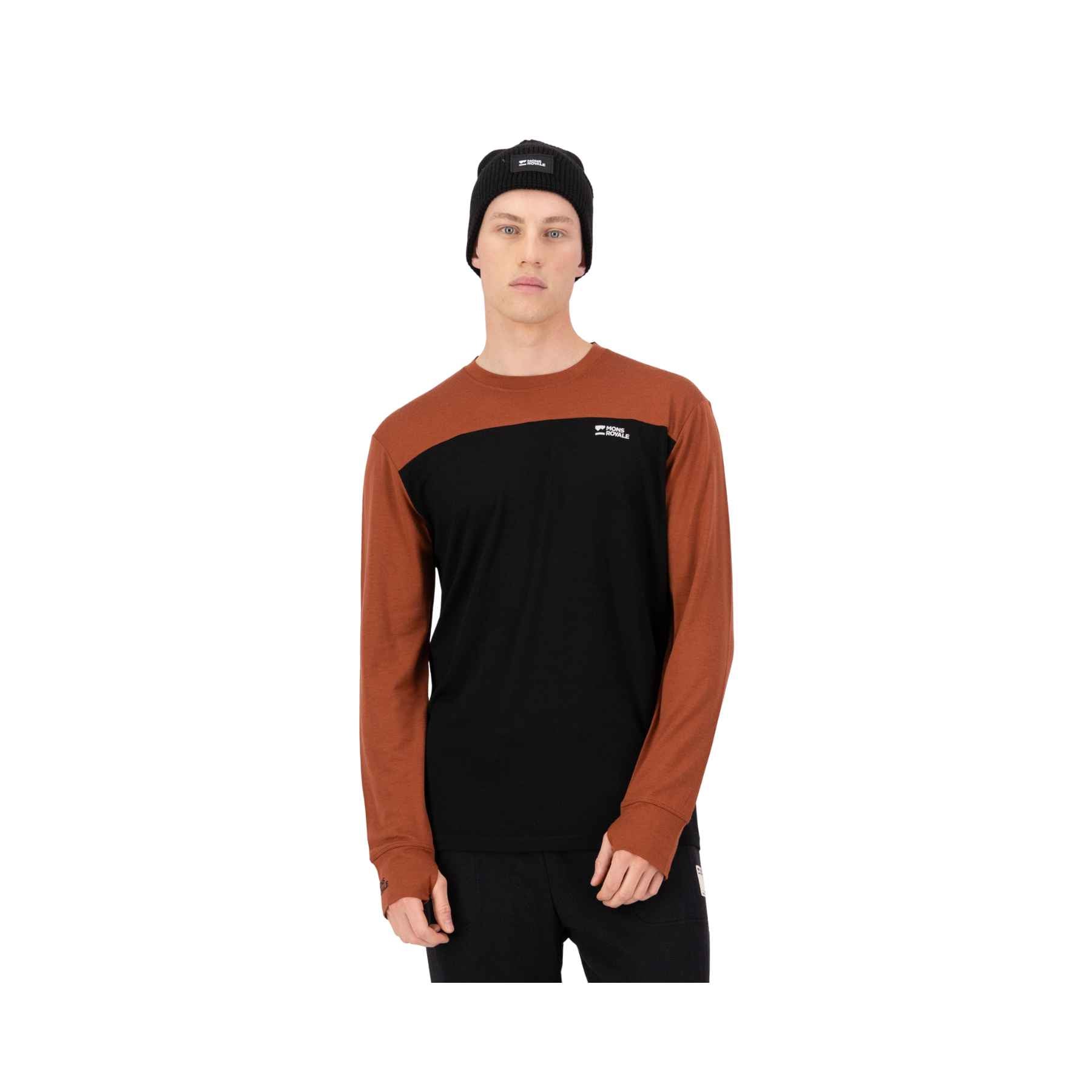 Mons Royale Yotei Merino LS in Sienna/Black