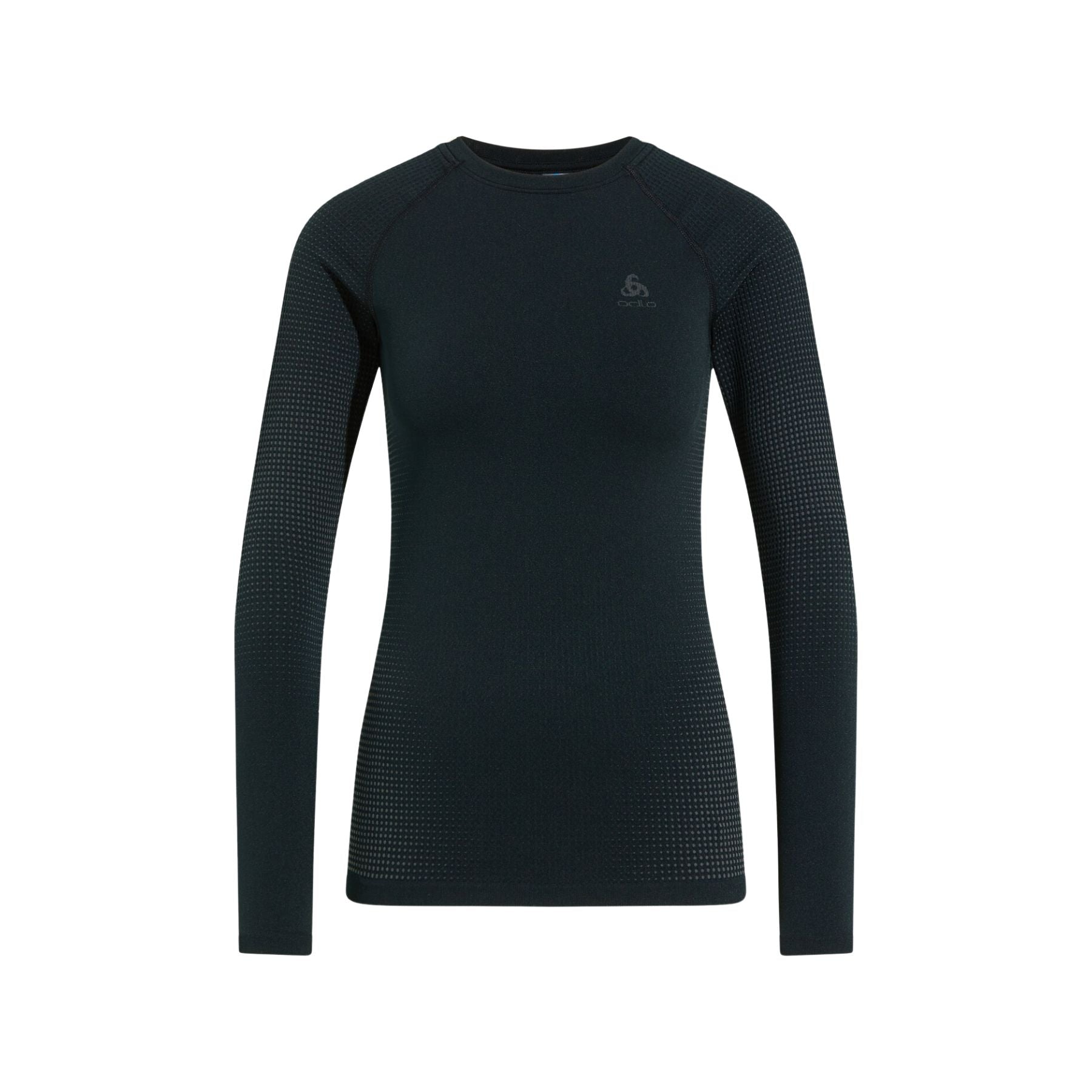 Odlo Women's Performance Warm Base Layer Top in Black/Graphite Grey