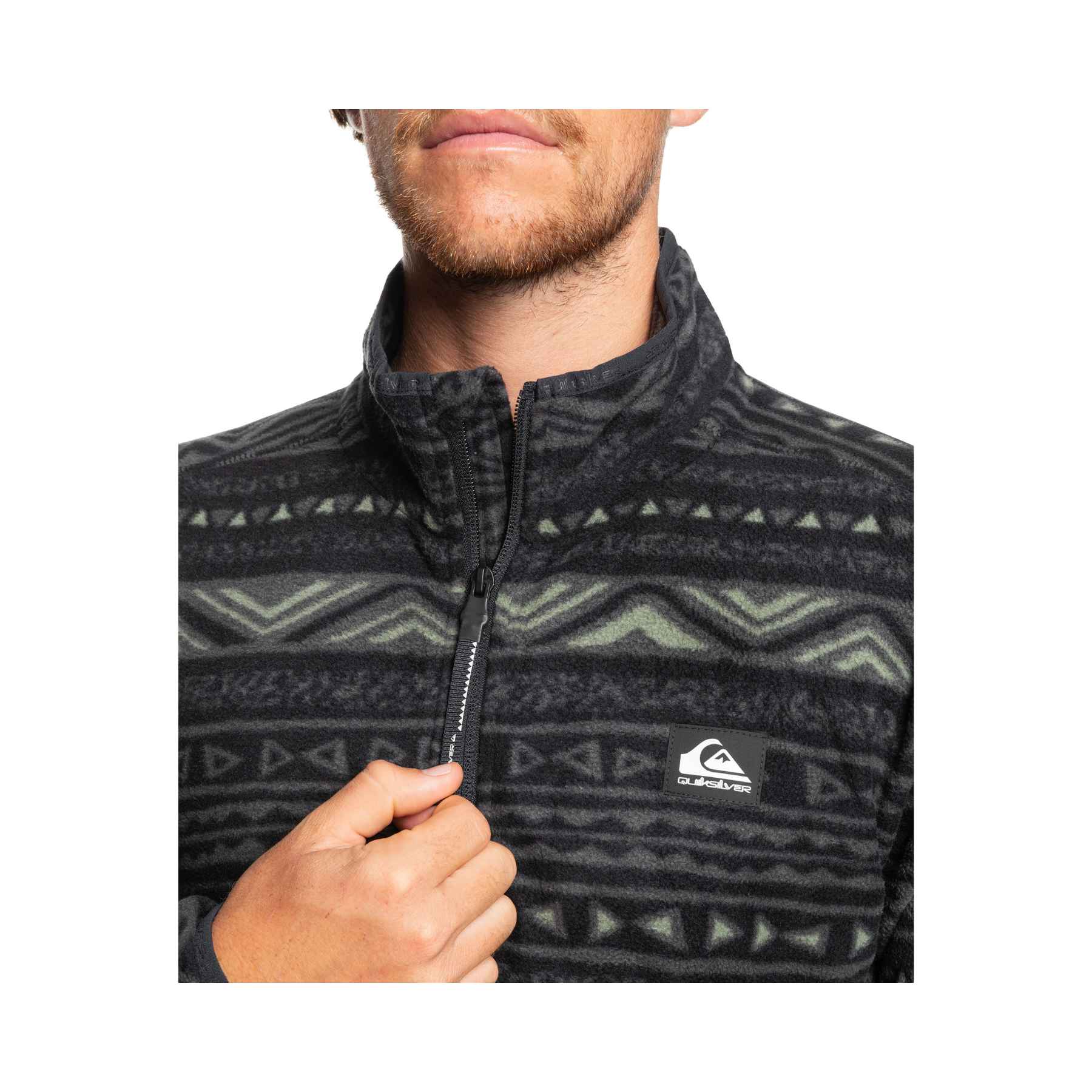 Quiksilver Aker HZ Fleece in Tribal Heritage Layer Black