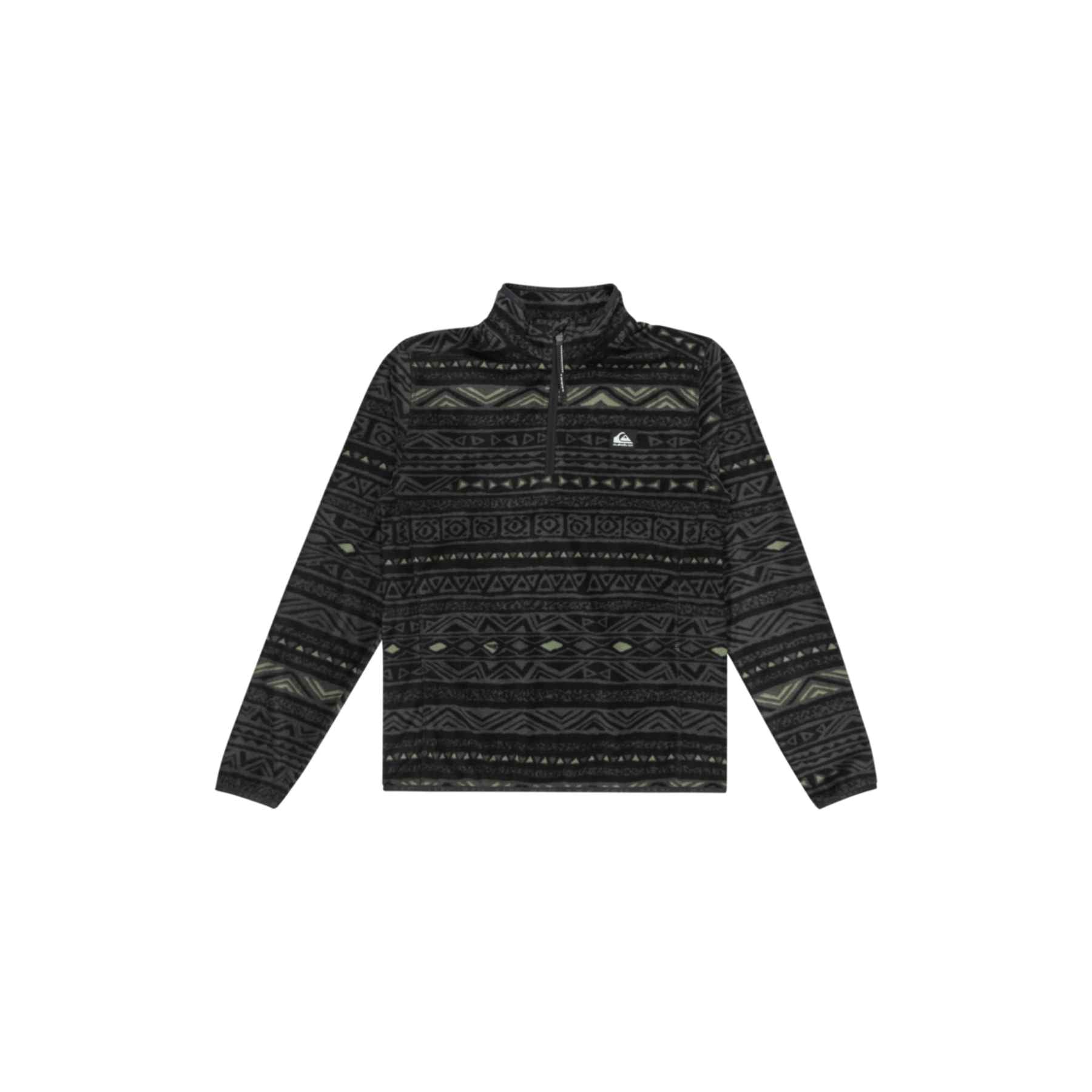 Quiksilver Aker HZ Fleece in Tribal Heritage Layer Black