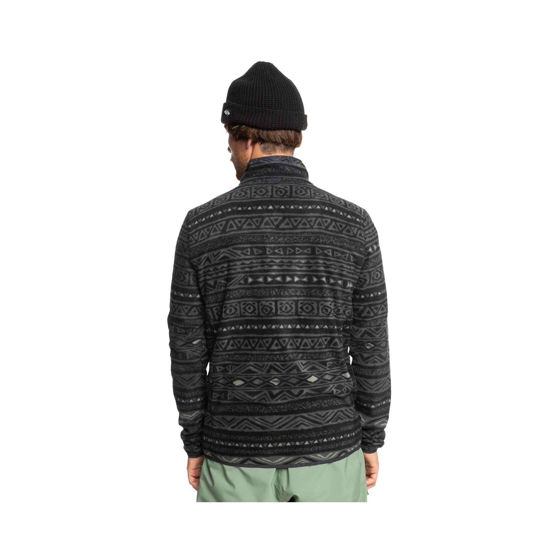 Quiksilver Aker HZ Fleece in Tribal Heritage Layer Black