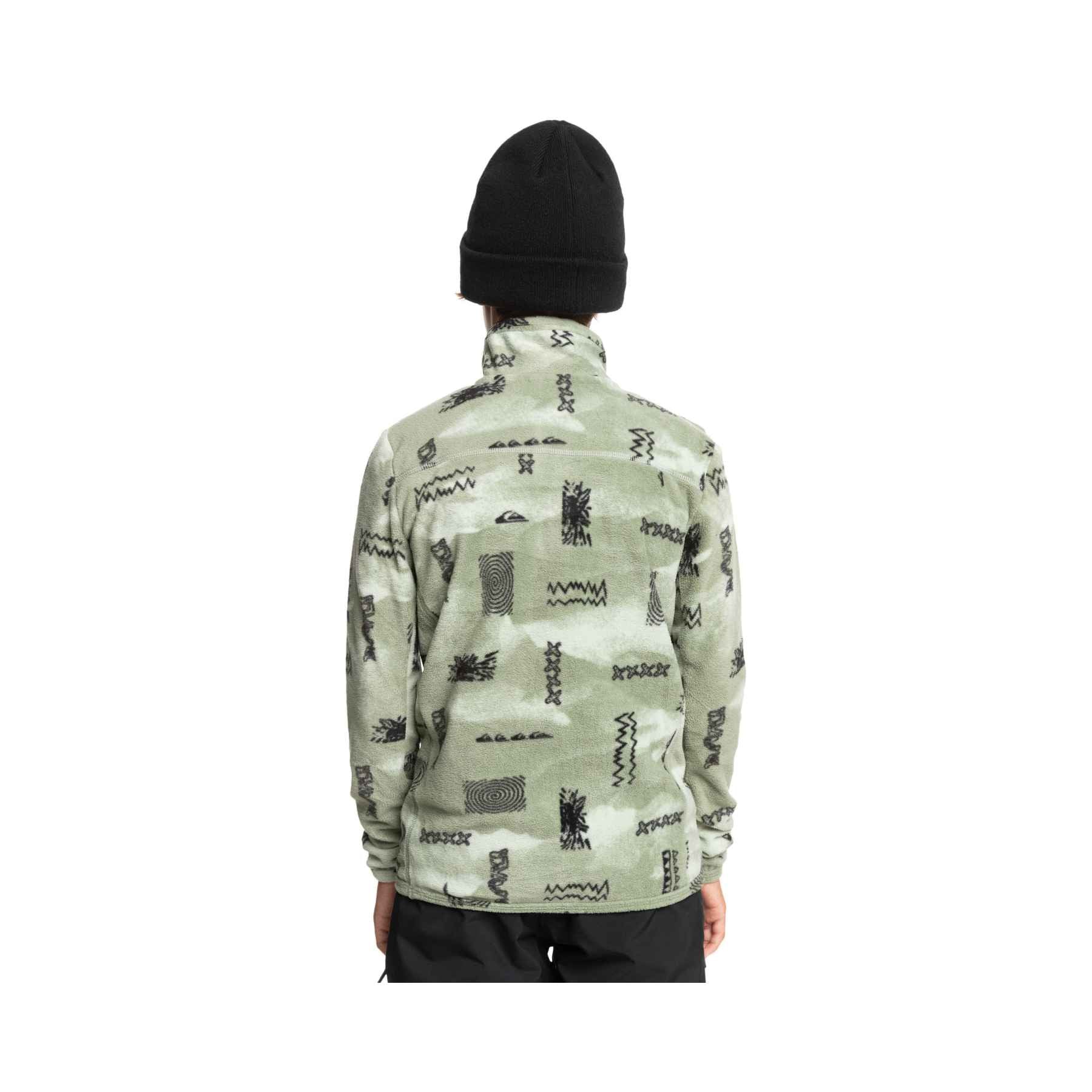 Quiksilver Aker HZ Youth Fleece in Shadow Checks Desert Sage