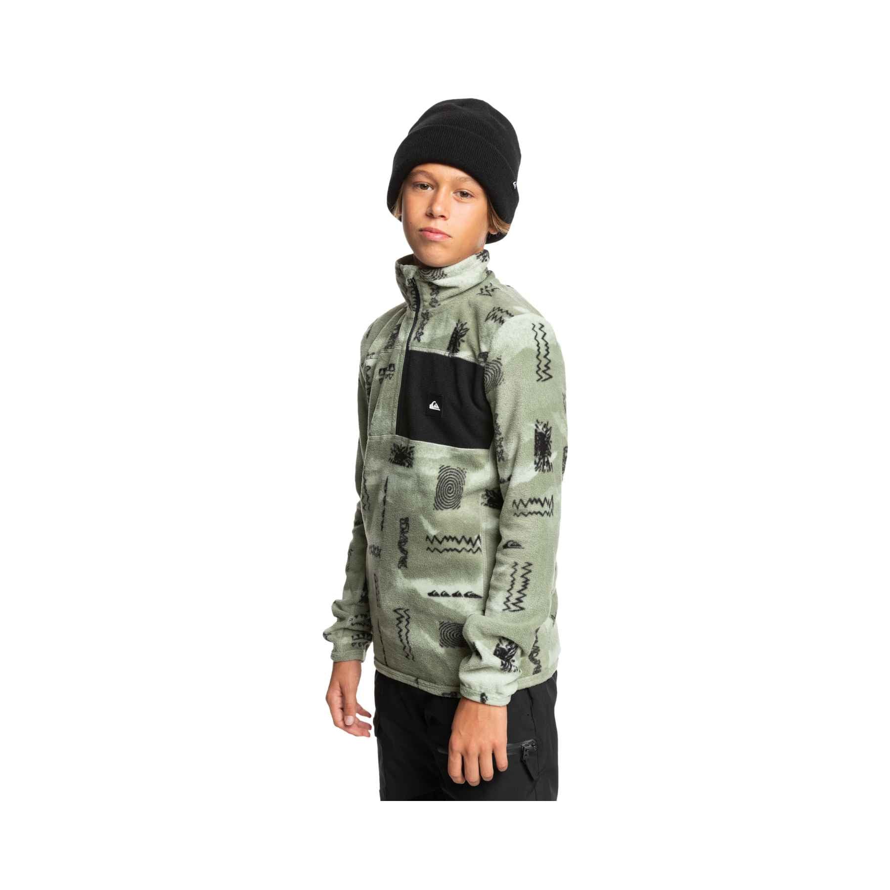 Quiksilver Aker HZ Youth Fleece in Shadow Checks Desert Sage