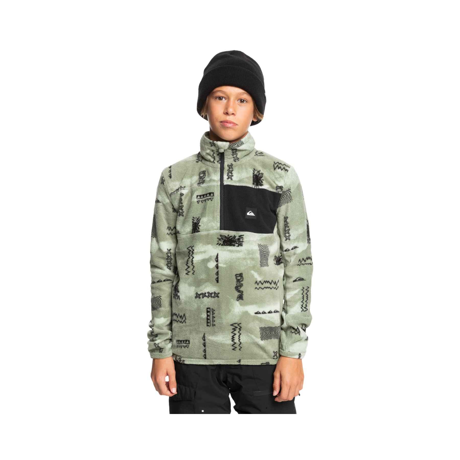 Quiksilver Aker HZ Youth Fleece in Shadow Checks Desert Sage