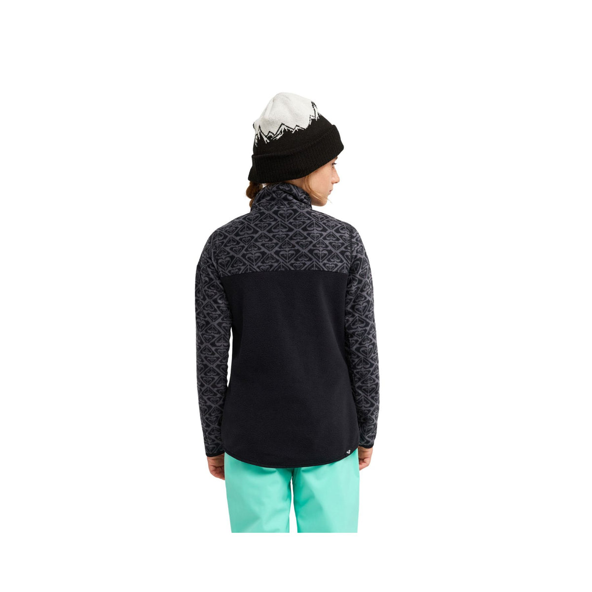 Roxy Whitecamp Girl's Half Zip Fleece - True Black Roxygram Tonal