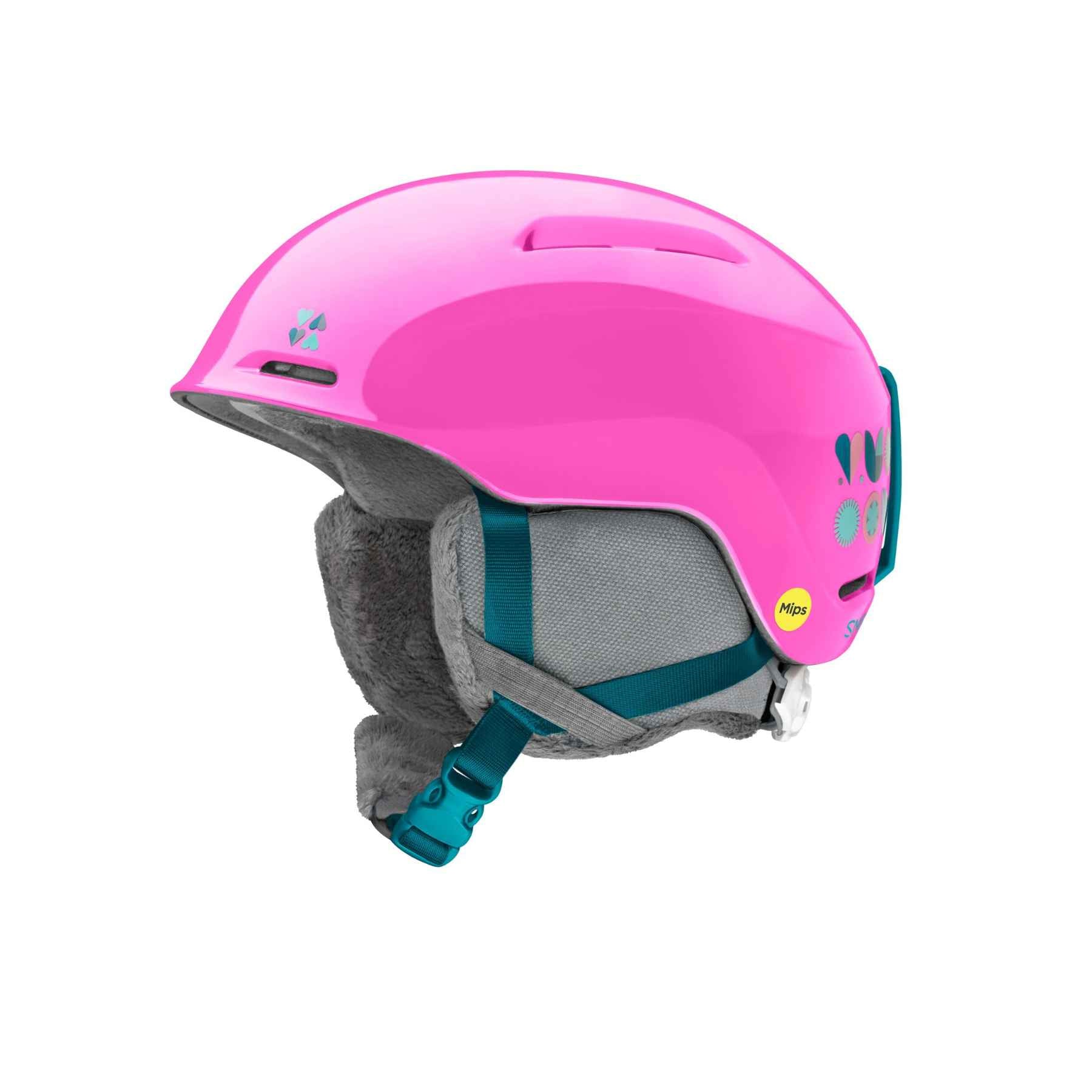 Smith Glide Jr Mips Helmet in Vivid Pink Hearts